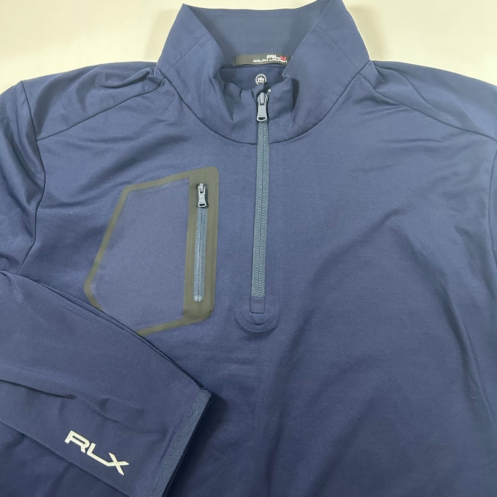 RLX Ralph Lauren Pullover Mens XL Navy Blue 1/4 Zip Wicking Performance Stretch